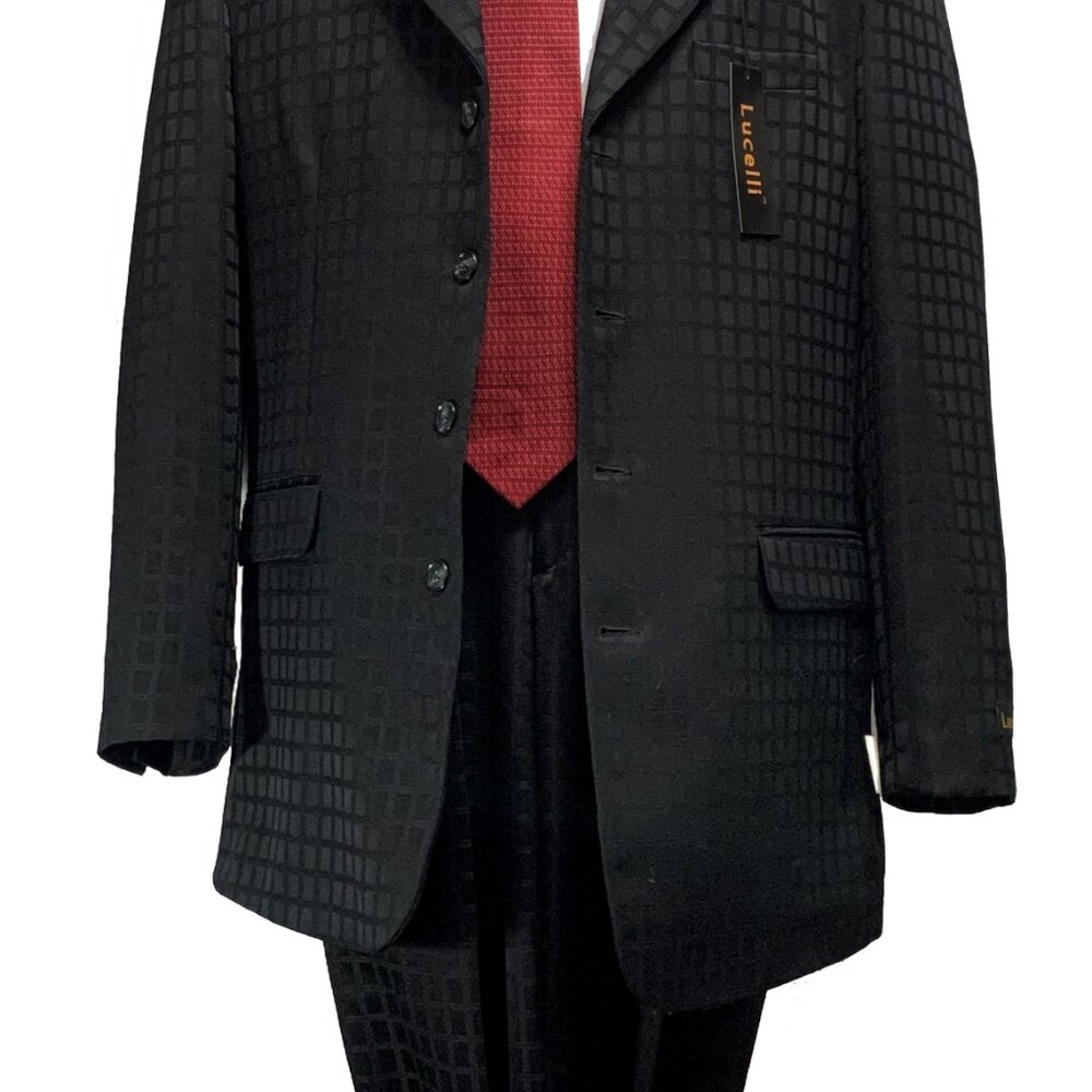 LUCELLI 2 PIECE MEN'S SUIT HIGH QUALITY ITALIAN SUPERIOR POLYESTER 4B WOOL TOUCH